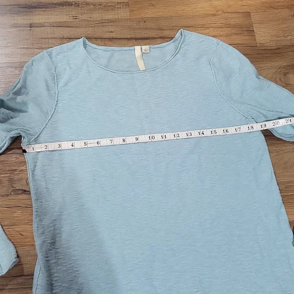 J. JILL PURE JILL Aqua Blue Scoop Neck Cotton Linen Blend Lightweight Sweater - Picture 9 of 11